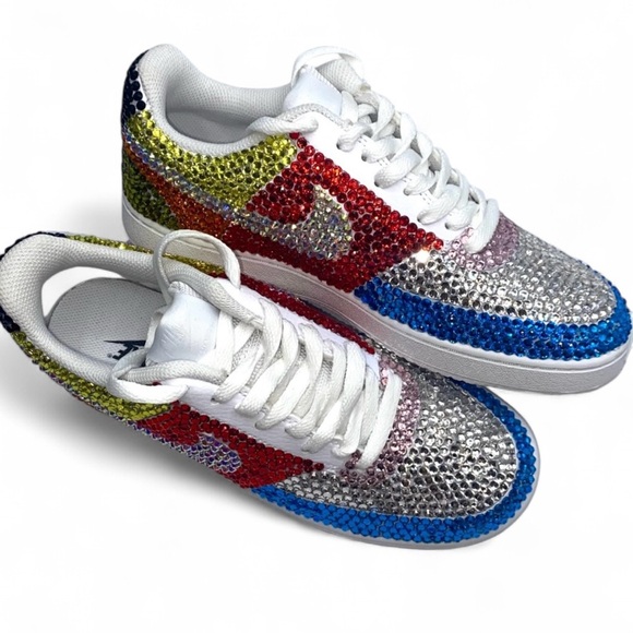 Nike Court Vision Low Tops All Sizes Multicoloured Classic Mix Luxe Crystals - Picture 1 of 11